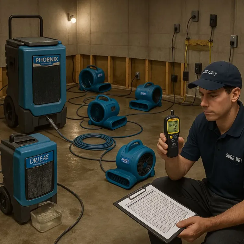 Structural Drying and Dehumidification process in Yukon, OK
